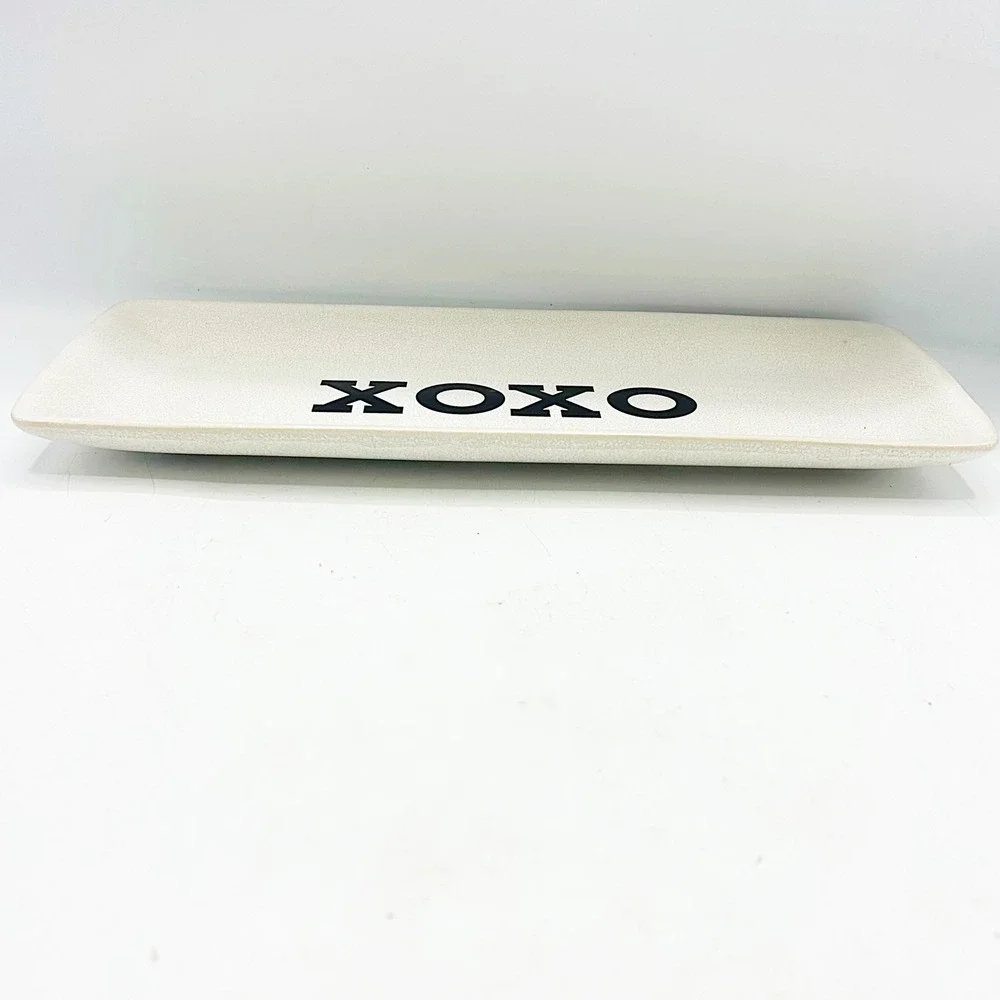 Pottery Barn XOXO Ceramic Serving Tray White Rectangular Valentine Decor 12